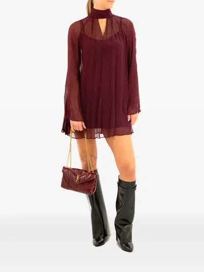 Staud Esther Semi-sheer Mini Dress In Red