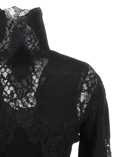 Ermanno Scervino Lace Insert Sweater Sweaters And Cardigans Black In Black