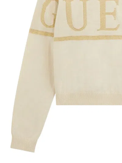 Guess Roll-neck Logo Sweater In Neutral