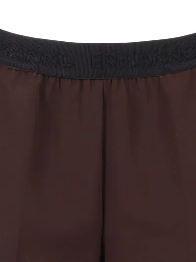 Ermanno Scervino Straight-leg Tailored Pants With Clean Waistband And Smooth Finish In Brown