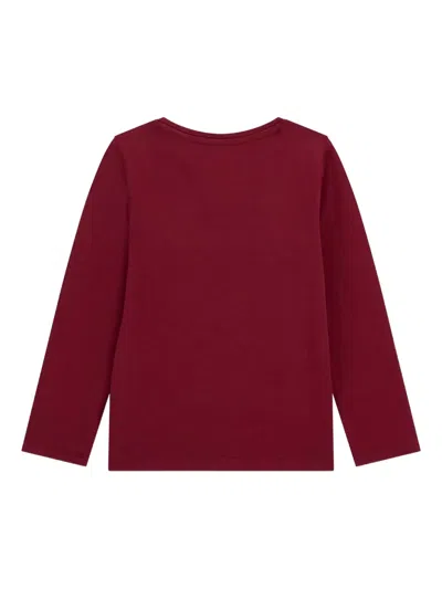 Guess Girls Long Sleeve Bear T-shirt In Red