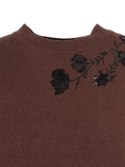 Ermanno Scervino Embroidered Wool Vest With Tailored Fit In Brown