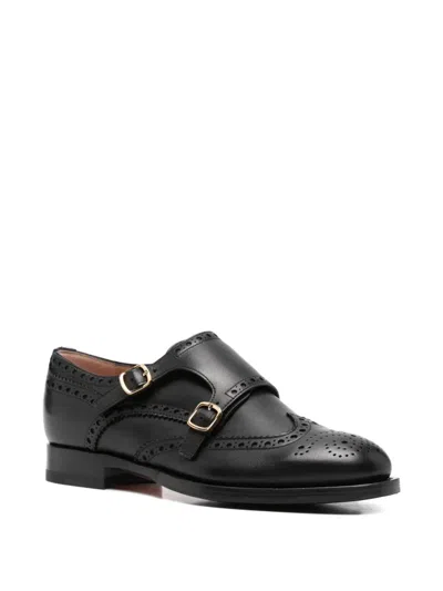 Santoni Brogue Buckle Pumps In Black