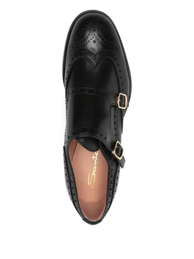 Santoni Brogue Buckle Pumps In Black