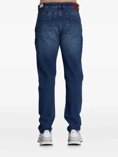 Hugo Boss Whiskering-effect Jeans In Blue