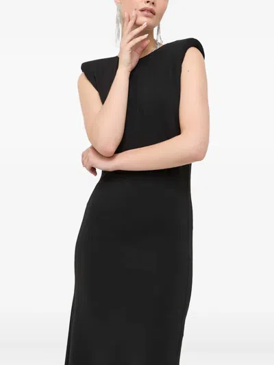 Patrizia Pepe Shoulder Pads Open Back Maxi Dress In Black