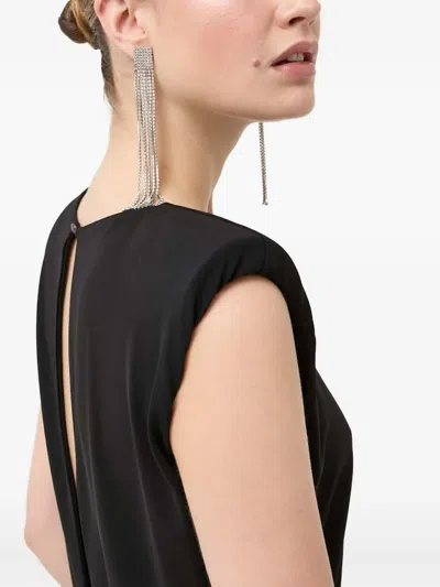 Patrizia Pepe Shoulder Pads Open Back Maxi Dress In Black