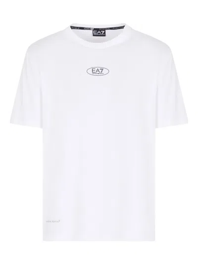 Ea7 Logo-print Crew-neck T-shirt In White