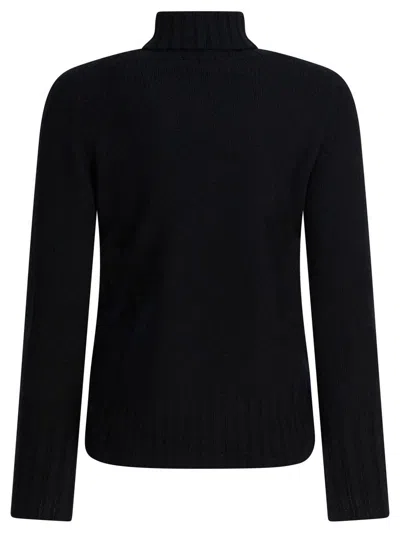 Drumohr Long Sleeves Turtle Neck Oversized Sweater In Black