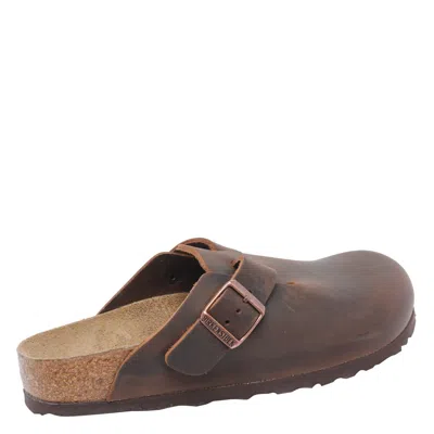 Birkenstock Boston Oiled Sabot In Habana Leather In Black