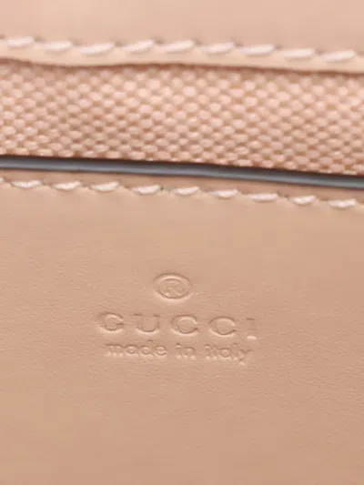 Pre-owned Gucci 2016-2025 Super Mini Gg Jumbo Embossed Leather Pochette Crossbody Bag In Brown