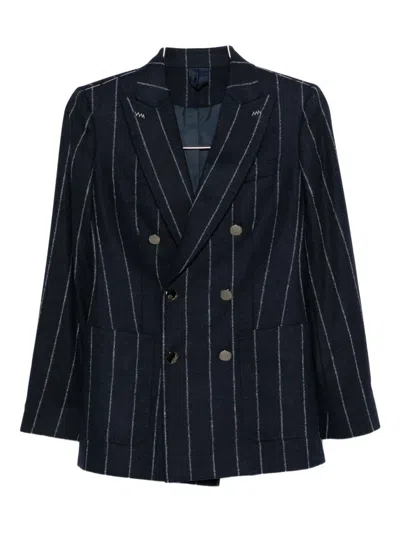 Max Mara Pinstripe Double-breasted Jacket In Brown