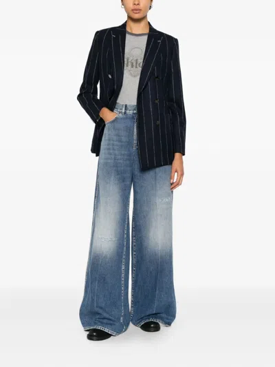 Max Mara Pinstripe Double-breasted Jacket In Brown