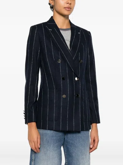 Max Mara Pinstripe Double-breasted Jacket In Brown
