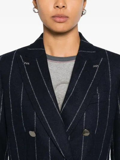 Max Mara Pinstripe Double-breasted Jacket In Brown