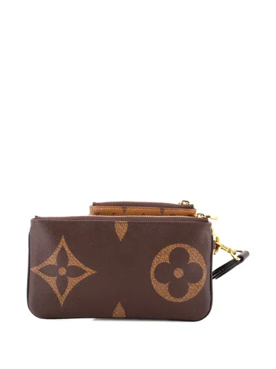 Pre-owned Louis Vuitton Trio Pouch Set Reverse Monogram Giant Clutch Bag In Brown