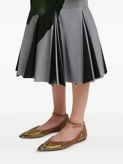 Marni X Slawn & Soldier Tulip-print Pleated Midi Skirt In Gray