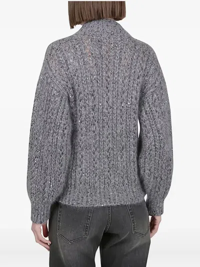 Eleventy Sequin-embellished Cardigan In Gray