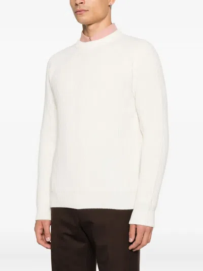 Mc2 Saint Barth Ribbed Wool Sweater In White