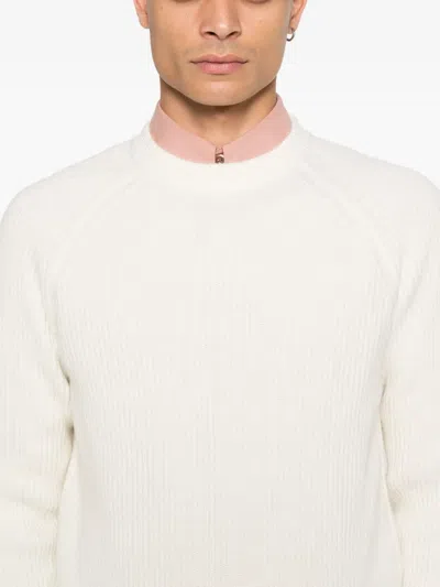 Mc2 Saint Barth Ribbed Wool Sweater In White