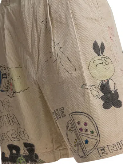 Kapital Corduroy Graphic Shorts In Neutral