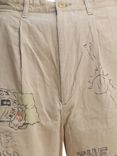 Kapital Corduroy Graphic Shorts In Neutral