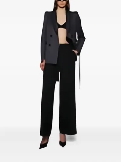 Sacai Pinstripe Double-breasted Blazer In Black