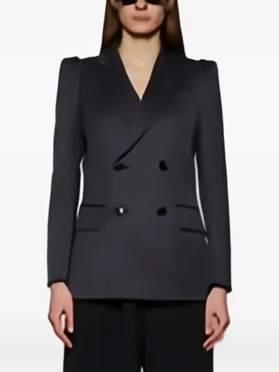 Sacai Pinstripe Double-breasted Blazer In Black