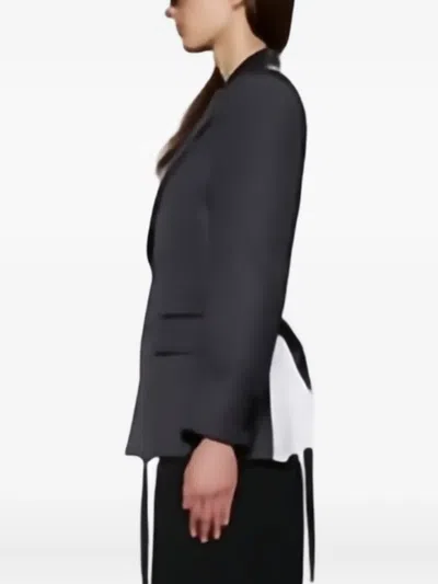 Sacai Pinstripe Double-breasted Blazer In Black
