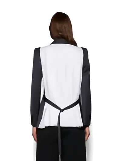 Sacai Pinstripe Double-breasted Blazer In Black
