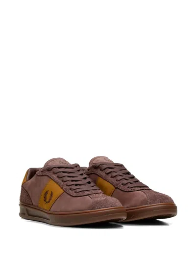 Fred Perry Suede Logo-embroidered Sneakers In Brown