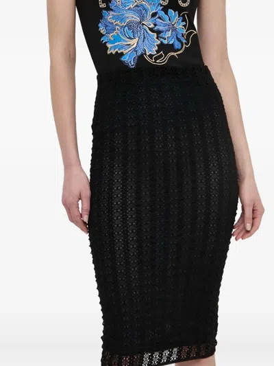 Pinko Openwork Midi Skirt In Black