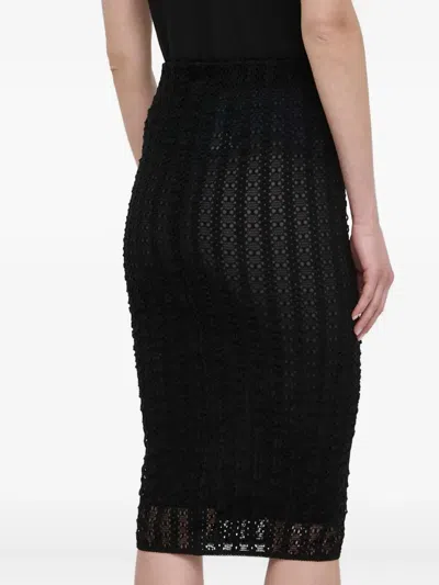 Pinko Openwork Midi Skirt In Black