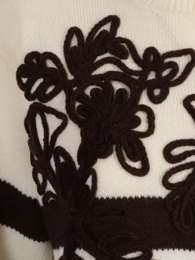 Ermanno Scervino High-neck Knit Sweater With Decorative Application In Animal Print