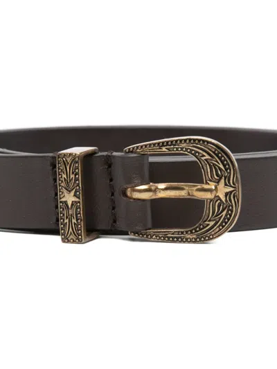Dondup Star-logo Buckle Belt In Brown