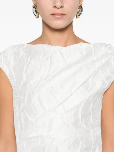 Talbot Runhof Tiered Midi Dress In White