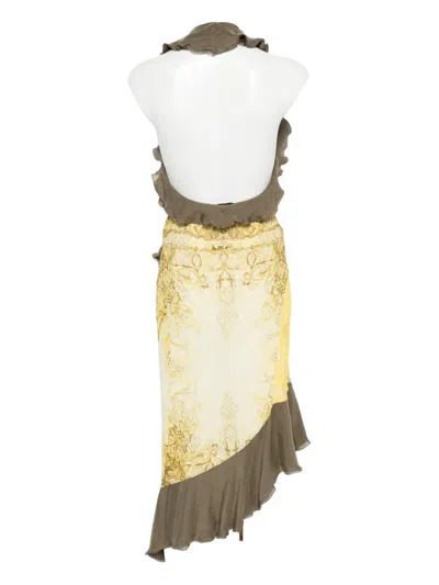 Pre-owned Jean Paul Gaultier 2000s Ruffled Wrap Dress In Yellow