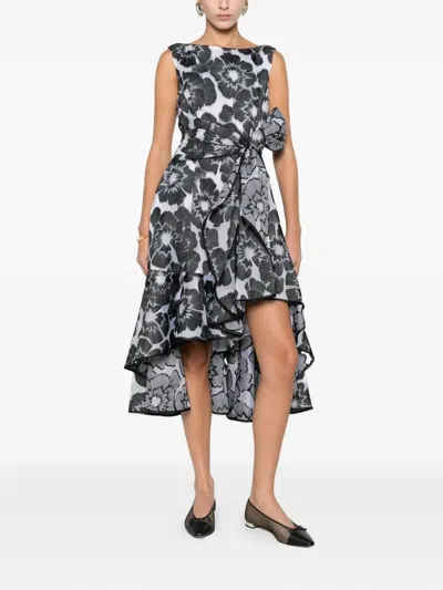Talbot Runhof Floral-print Knot Dress In Multi