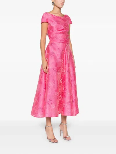 Talbot Runhof Floral-embroidered Dress In Pink