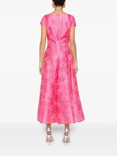 Talbot Runhof Floral-embroidered Dress In Pink