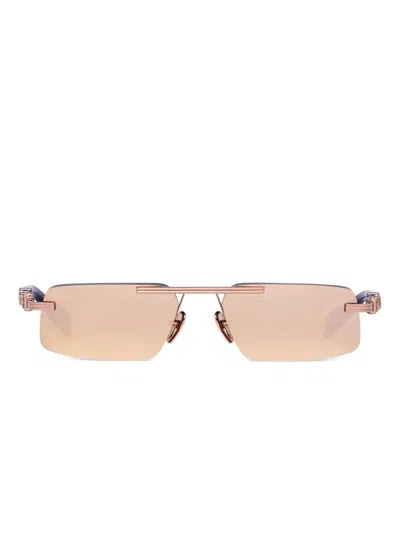Balmain Geometric-frame Sunglasses In Brown