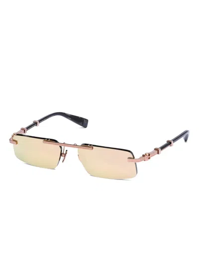 Balmain Geometric-frame Sunglasses In Brown