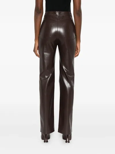 Nanushka Five-pocket Faux-leather Trousers In Brown
