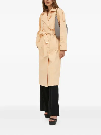 Patrizia Pepe Belted Double-breasted Coat In Neutral