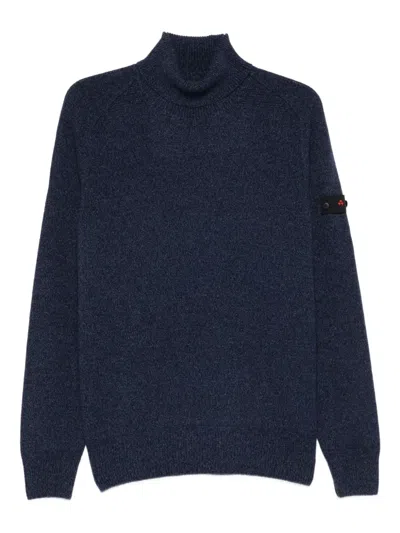 Peuterey Turtleneck Patch Sweater In Blue