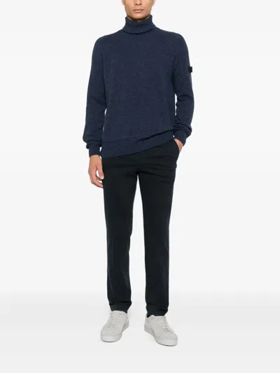 Peuterey Turtleneck Patch Sweater In Blue