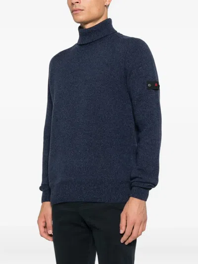 Peuterey Turtleneck Patch Sweater In Blue