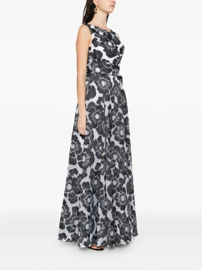 Talbot Runhof Floral-print Gown In Black