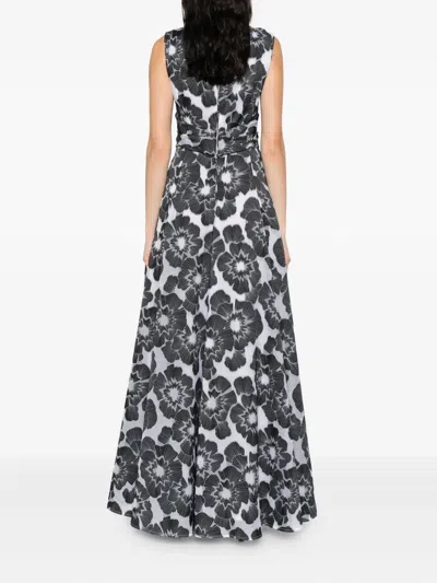 Talbot Runhof Floral-print Gown In Black