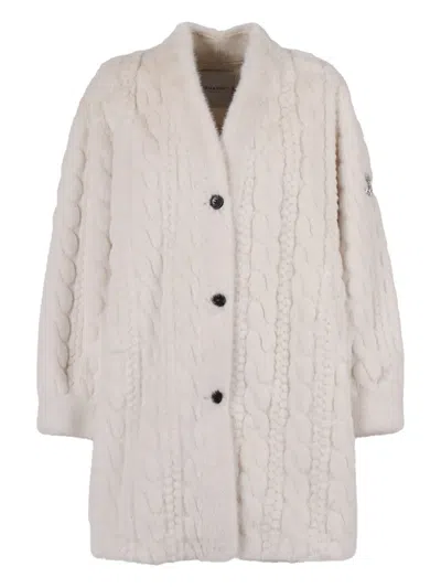Ermanno Scervino Minimalist Long Coat With Classic Collar And Straight Silhouette In Neutral